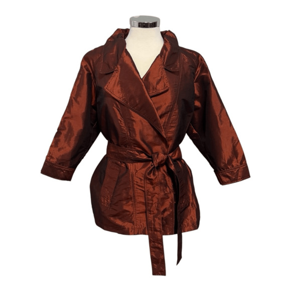 Chico’s Belted Wrap Blouse in Shimmer Rust Color - Size 3 (XL) - Picture 1 of 10